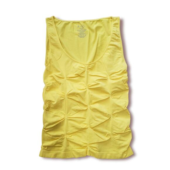 P Luca Milano Yellow Textured Short Sleeved Stretch Tank Top - Size Medium - Picture 1 of 3